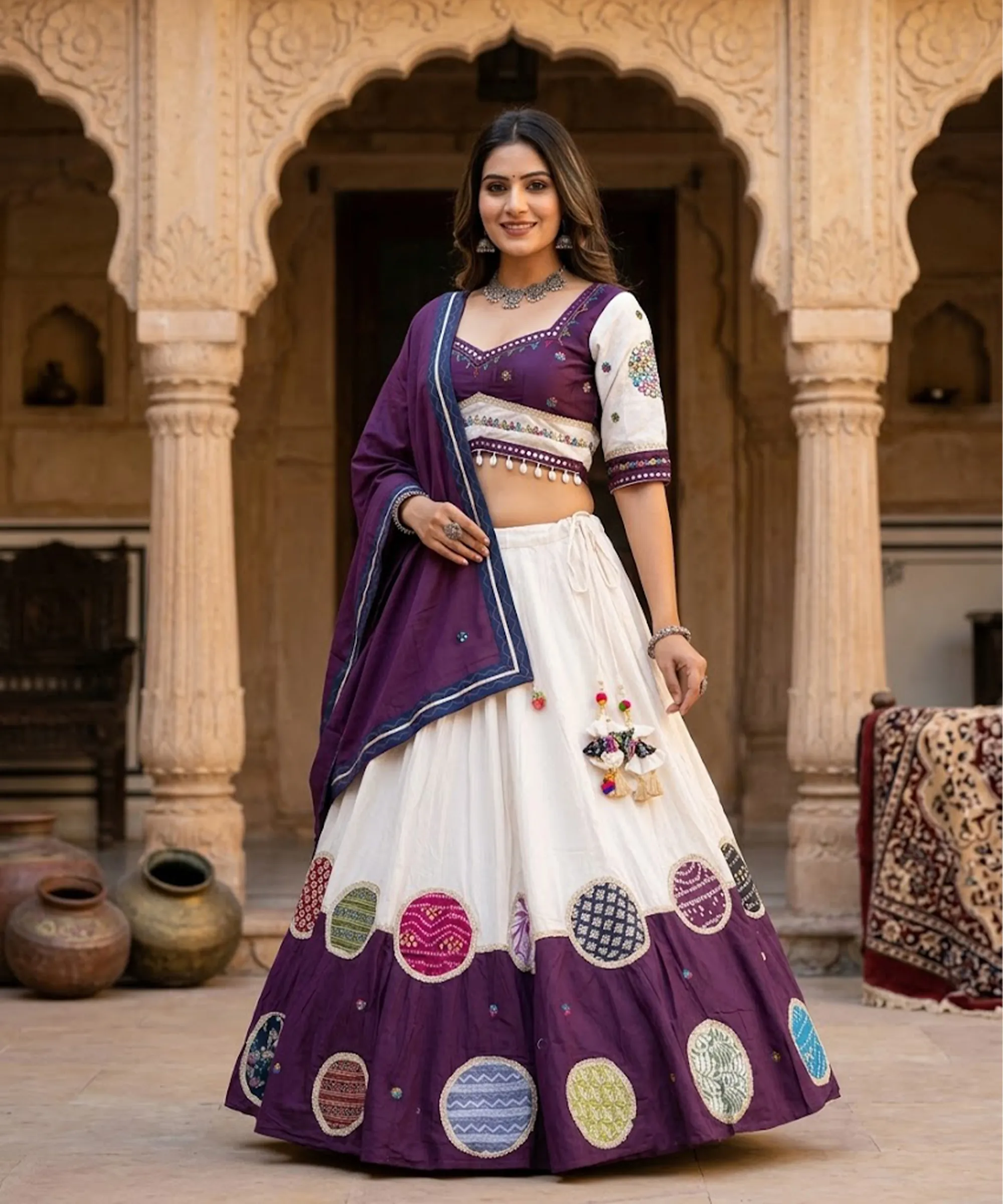 Vrindavan Patchwork Appliqué Lehenga Choli Set